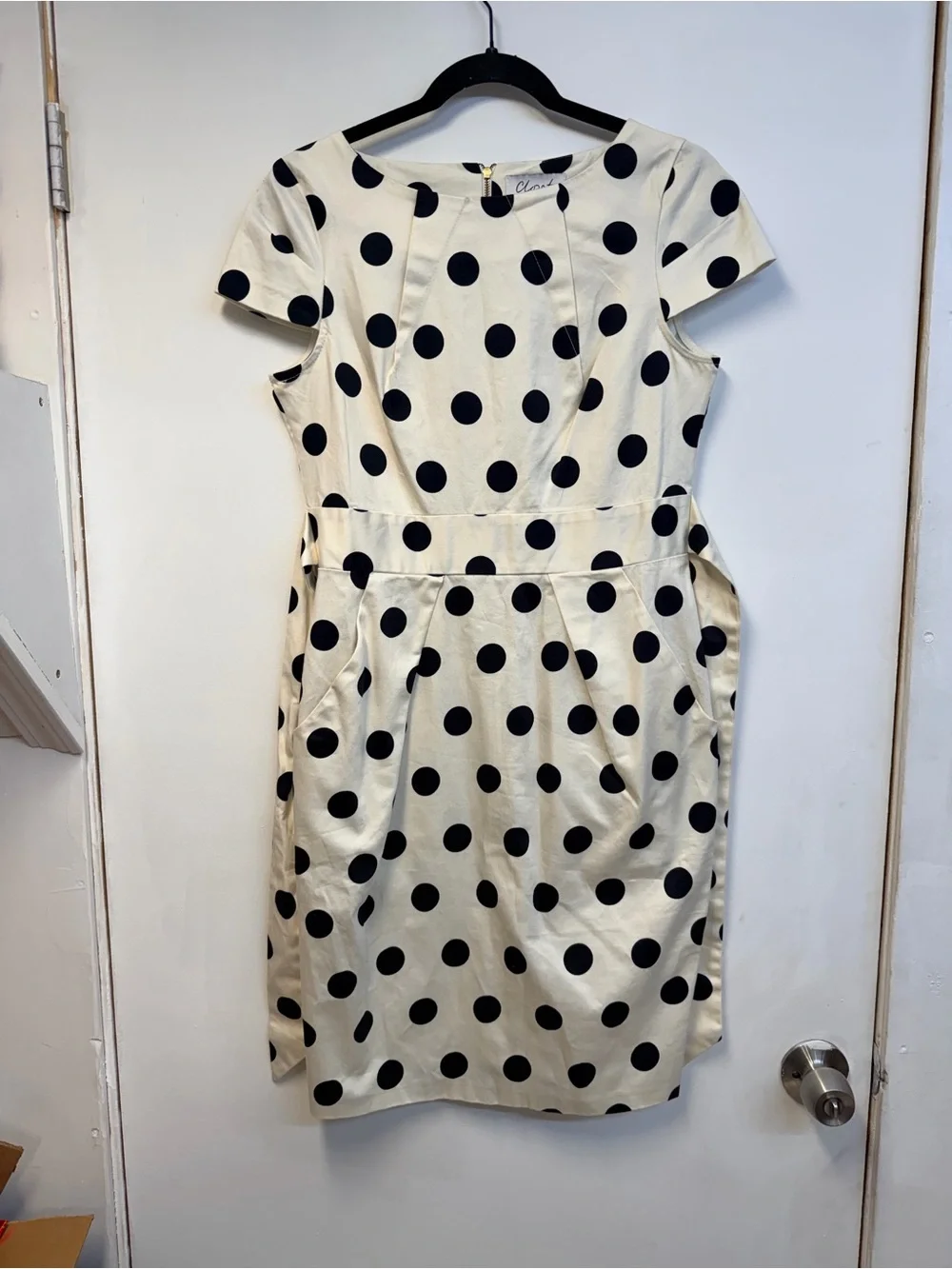 Closet Cream Mini Dress with Black Polka Dots - Picture 4 of 6